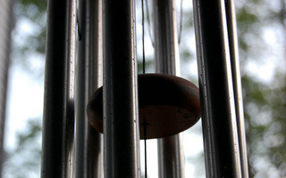 aluminum tube wind chimes underneath